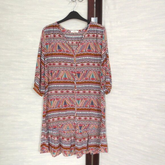 Ba&sh Price Mini Dress in Multicolor Orange Green White Cream Ivory Print - Picture 5 of 7